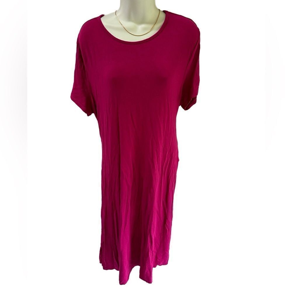 Time & Tru Fuchsia Short Sleeve Summer Dress Womens XXL 20 Casual Soft Knit